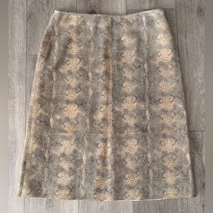 Joseph Beige and Gray Suede Snake Print Pencil Skirt